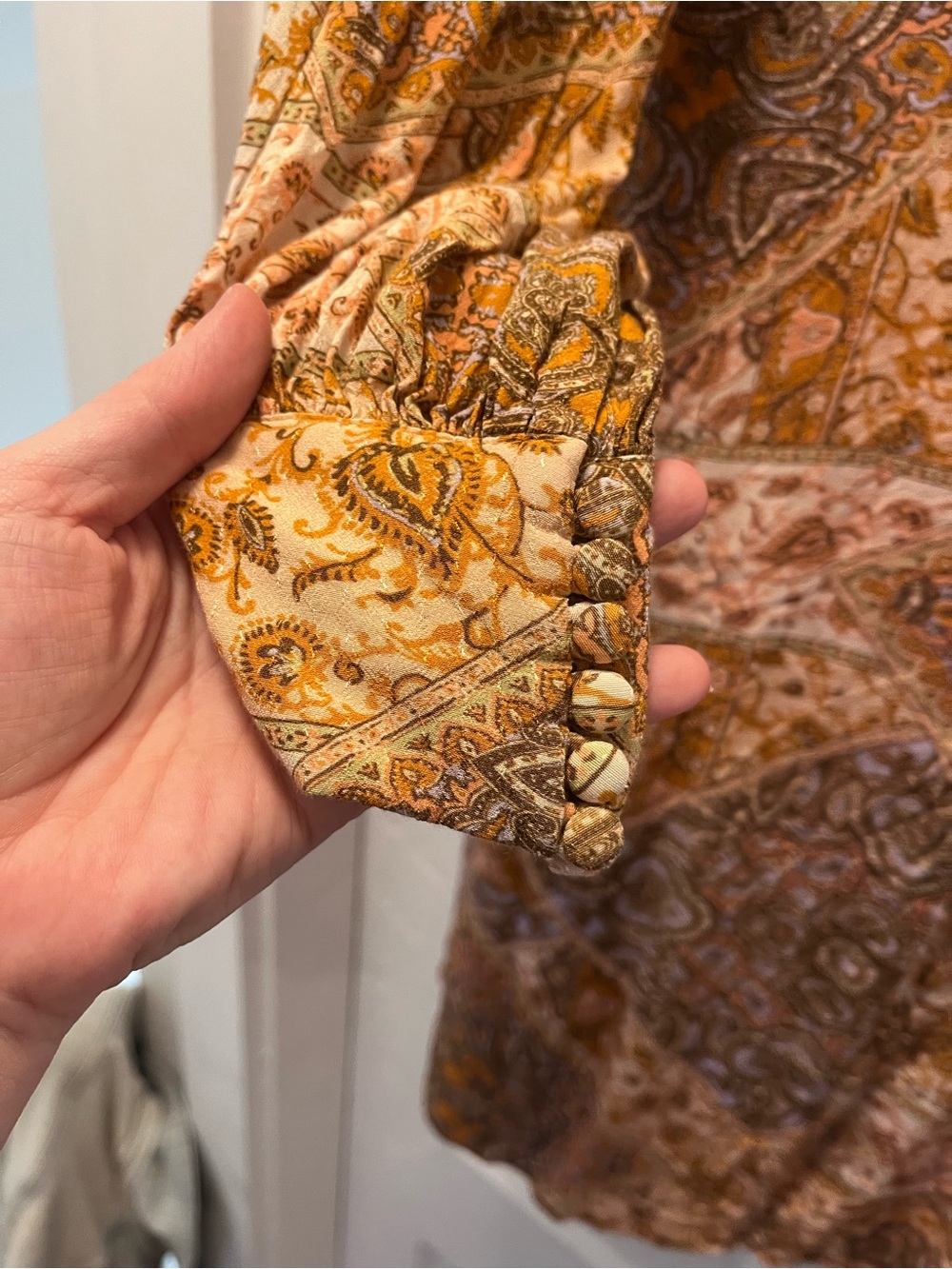 Boho Patchwork Print V-Neck Dress in Mustard - Picture 6 of 6